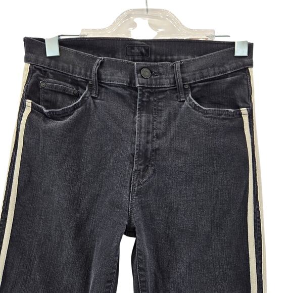 Mother Jeans Womens 29 Insider Crop Step Fray Guilty Racer Black White Stripe - Picture 4 of 13
